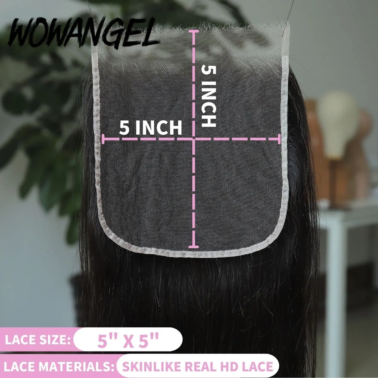 0.1mm Ultra-thin SKINLIKE Real HD Lace Closure, 5x5 Straight Human Hair Closure Pre Plucked Invisible Swiss HD Lace Closure Natural Hairline 12 Inch