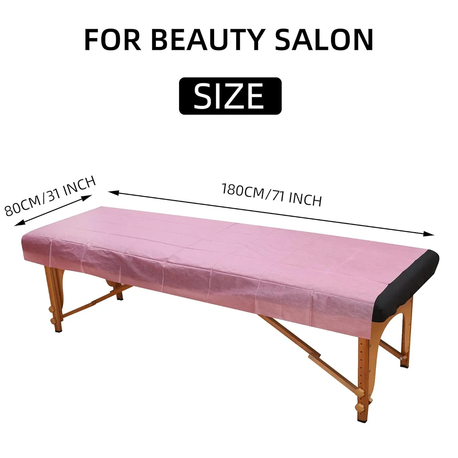 100 PCS Disposable Massage Table Sheets Non Woven Fabric SPA Bed Cover Breathable Polypropylene 31" x 70" Thin, Not Waterproof（Pink）
