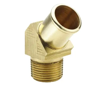 179HB-10-8-pk10 Elbow Hose Barb Fitting, Brass Body, Beaded, 45 Degree. 5/8" Beaded Barb x 1/2"-14 Male NPTF (Pack of 10)
