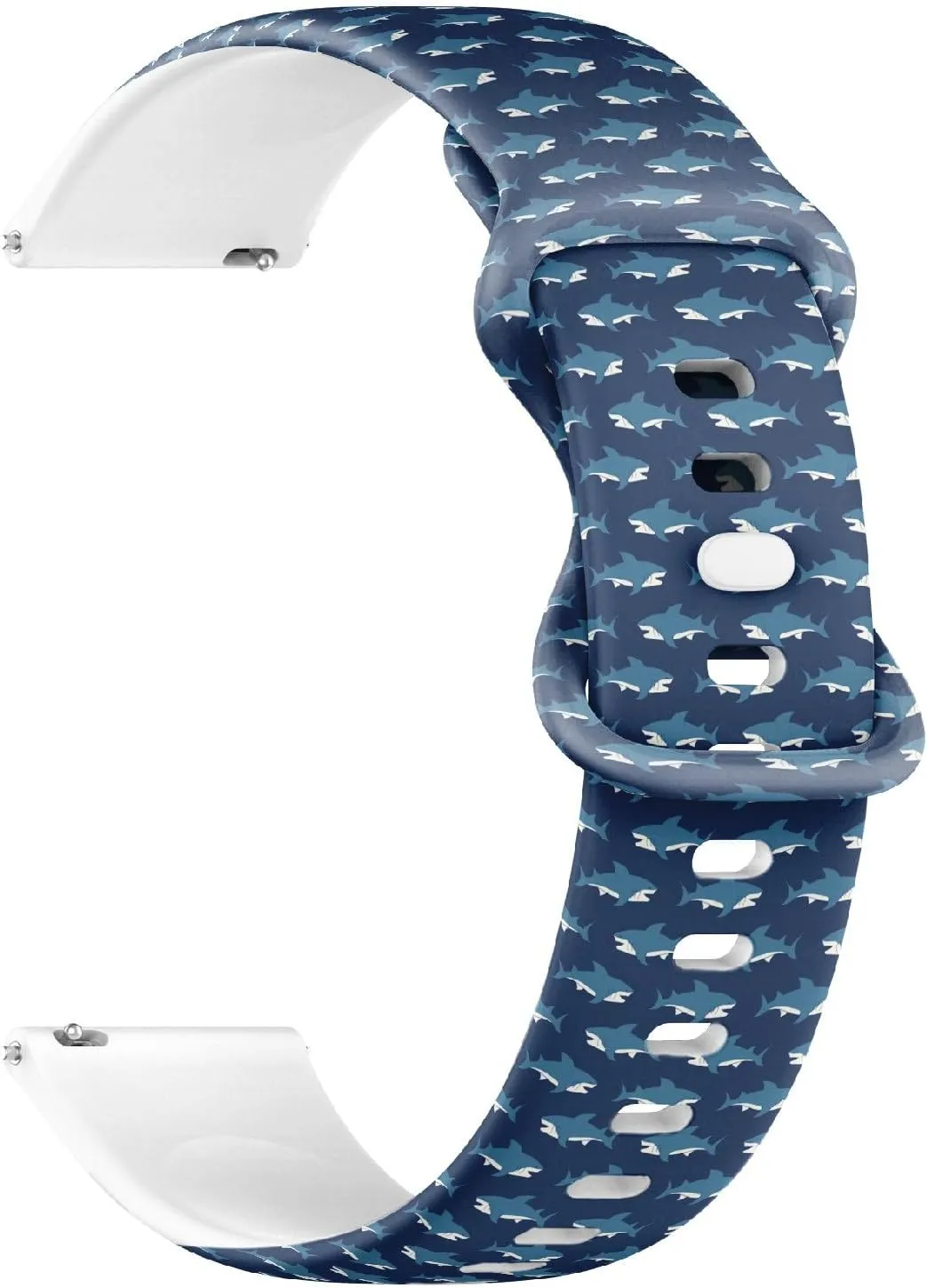 18mm Quick Release Soft Sillicone Sports Watch Band (Shark) Replacement Rubber Strap Bracelet for Women, Men