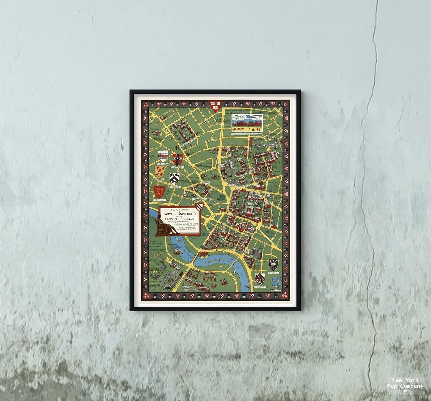1959 Map of Harvard University and of Radcliffe College, Cambridge, Massachusetts | Size: 18x24