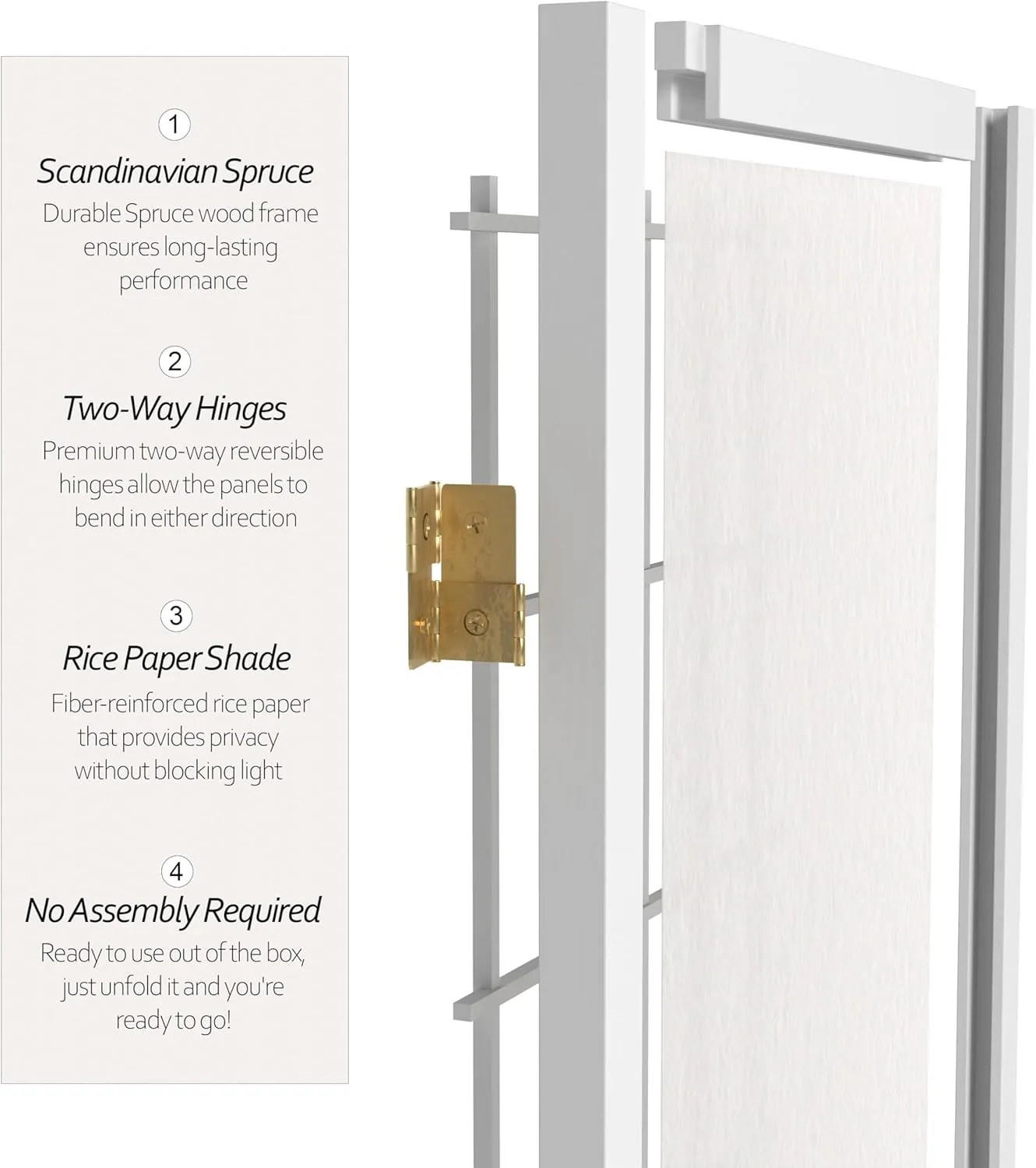 2 ft. Short Desktop Window Pane Shoji Screen - White - 4 Panels