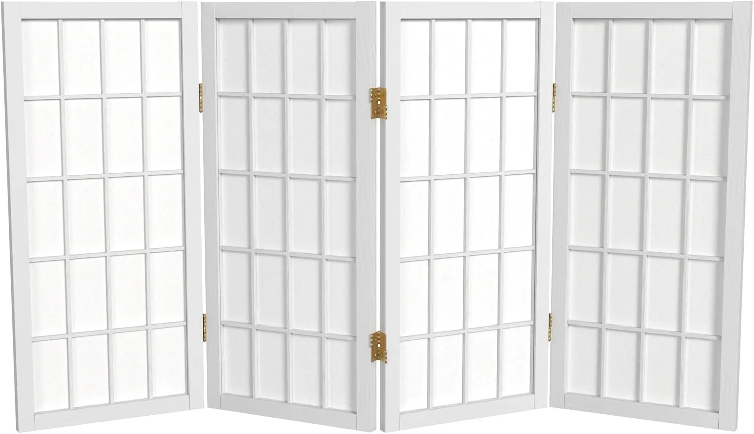 2 ft. Short Desktop Window Pane Shoji Screen - White - 4 Panels
