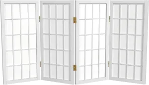 2 ft. Short Desktop Window Pane Shoji Screen - White - 4 Panels