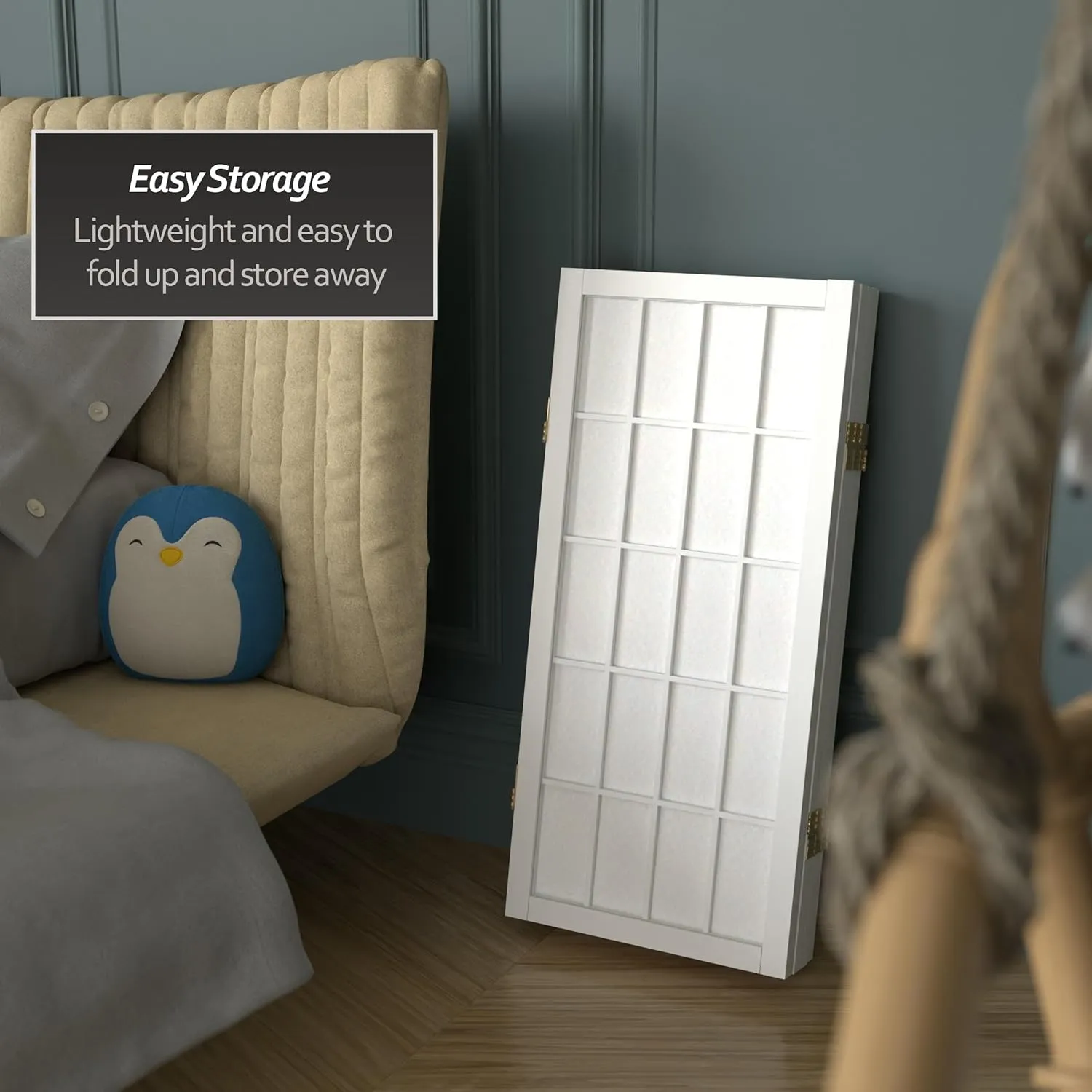 2 ft. Short Desktop Window Pane Shoji Screen - White - 4 Panels