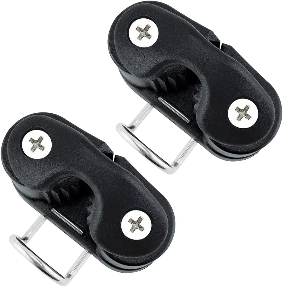 2 Pcs Cam cleats with Top Wire Flaired Leading Ring(Orange), Nylon Top Cover Tromotes stability, Nylon Cammatic Cleats, Composite 2 Row, Boat Pilates Equipment Fast Entry, For Rope diameter: 1/4"-1/2"
