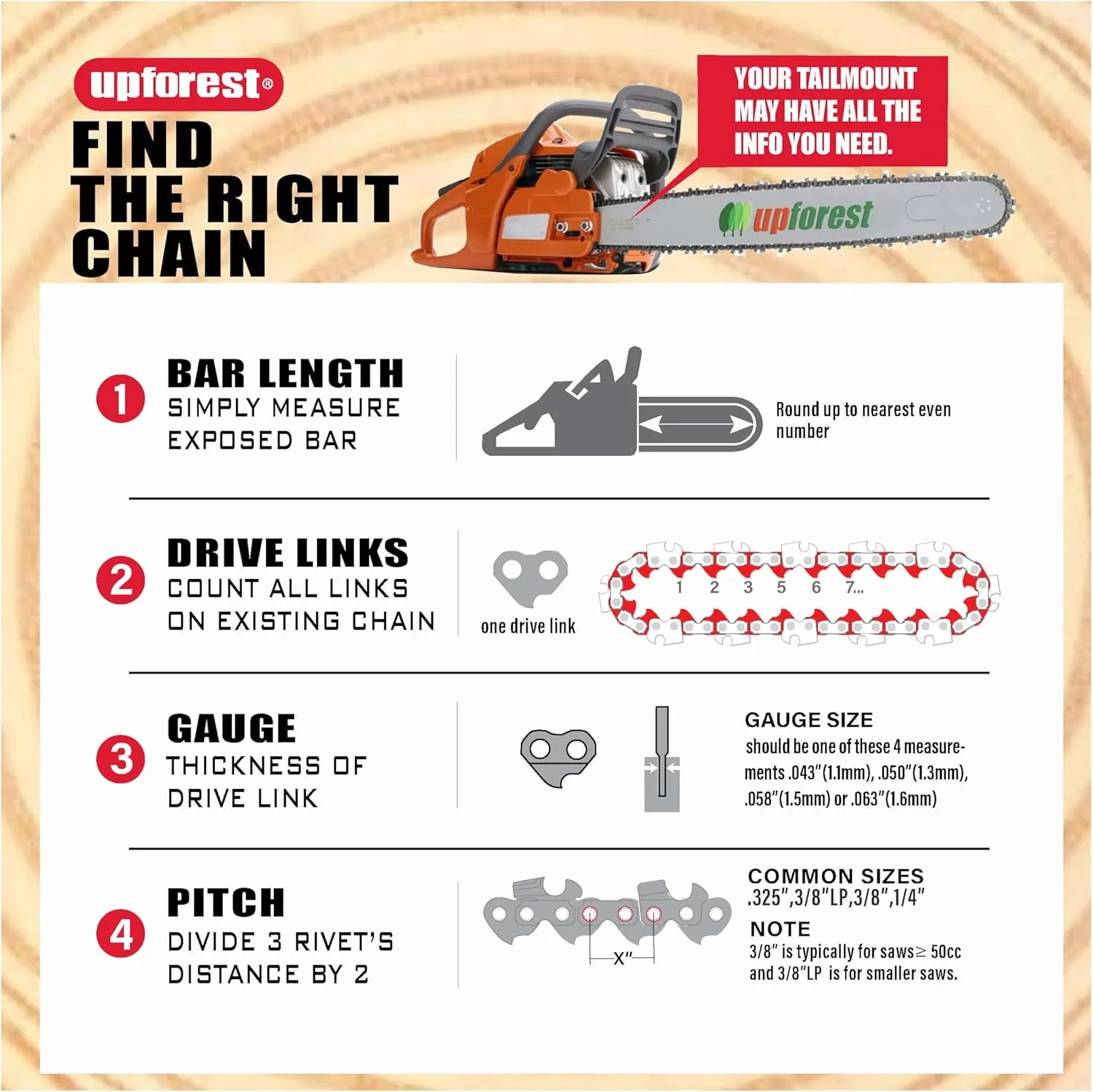 20 Inch Chainsaw Chain 3 Pack - H78 - .050" Gauge,.325" Pitch, 78 Drive Links Low-kickback for Remington RM4620 Husqvarna 240 445 450 Jonsered CS2255 CS2250 Echo Poulan Ryobi (20MO78X3)