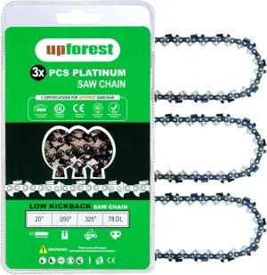 20 Inch Chainsaw Chain 3 Pack - H78 - .050" Gauge,.325" Pitch, 78 Drive Links Low-kickback for Remington RM4620 Husqvarna 240 445 450 Jonsered CS2255 CS2250 Echo Poulan Ryobi (20MO78X3)