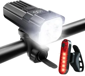 2025 New Upgrade LED Bike Lights Set, 2000 Lumens Rechargeable Bicycle Lights Front and Rear,Runtime 36  hrs Road Mountain Bike Headlight and Taillight