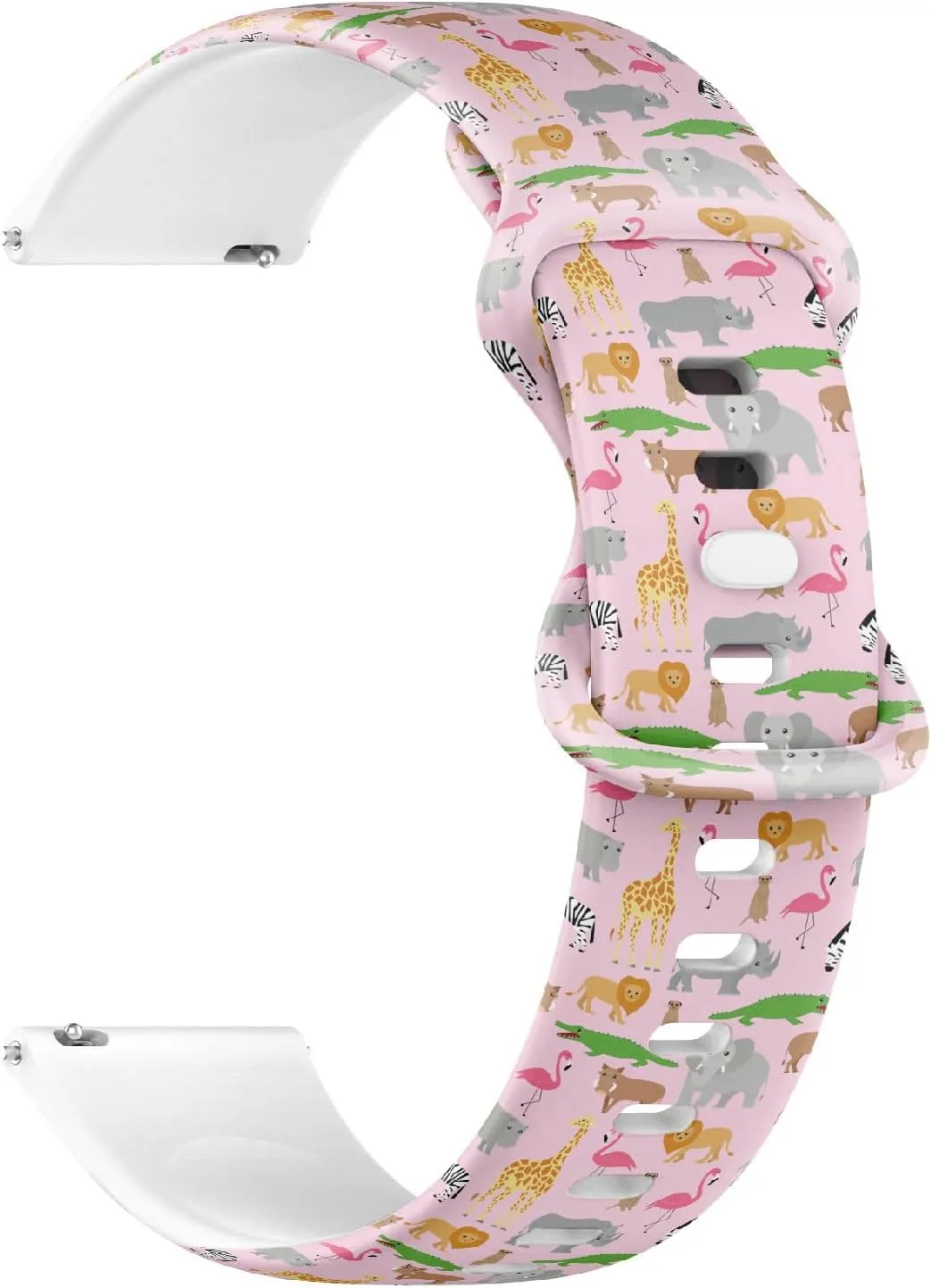 20mm Quick Release Soft Sillicone Sports Watch Band (African Animals) Replacement Rubber Strap Bracelet for Women, Men