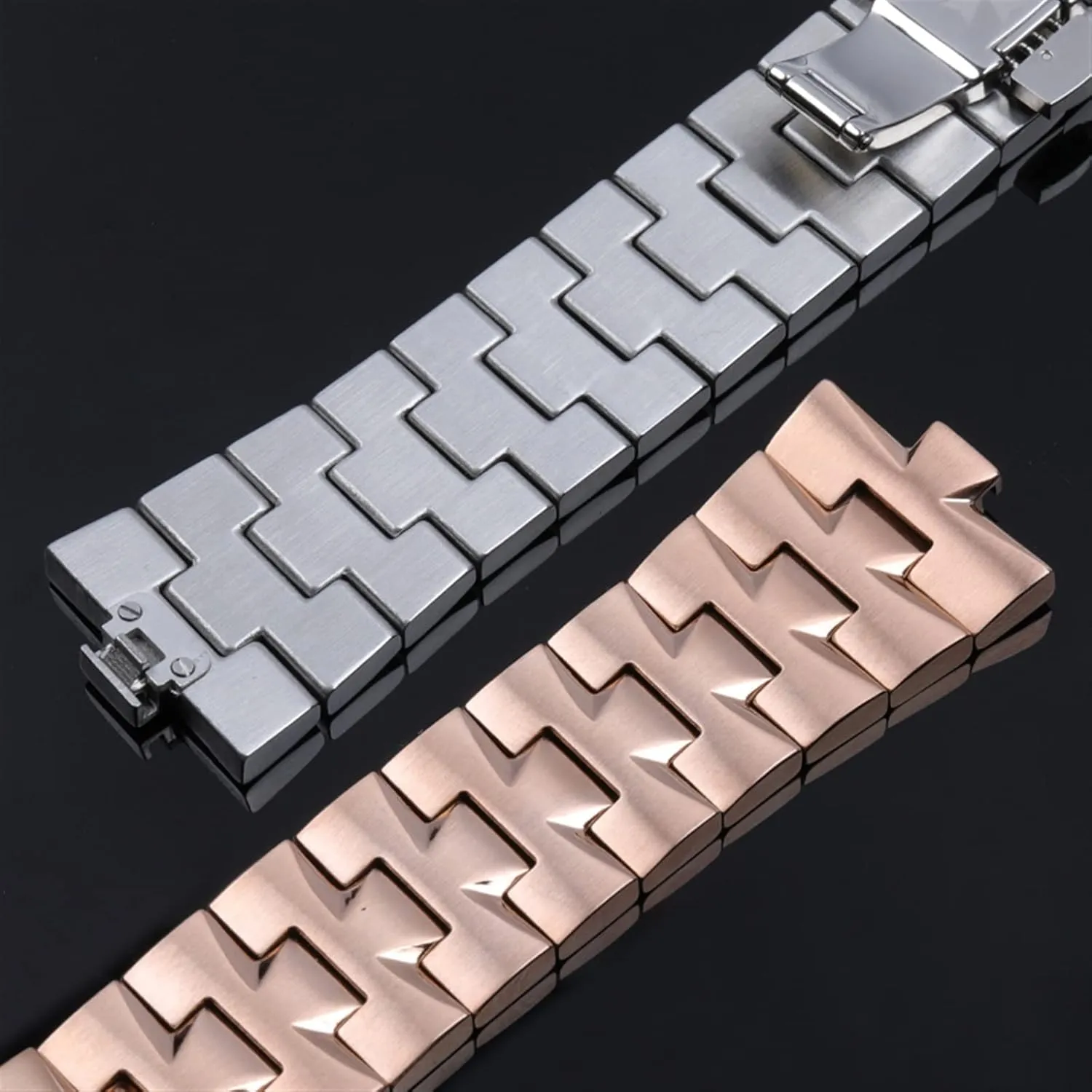 24mm 7mm 8mm Quick Release Connection Stainless Steel Bracelet Watch Band for VACHERON CONSTANTIN Strap Watchband Overseas (Color : Silver, Size : 24x7mm)