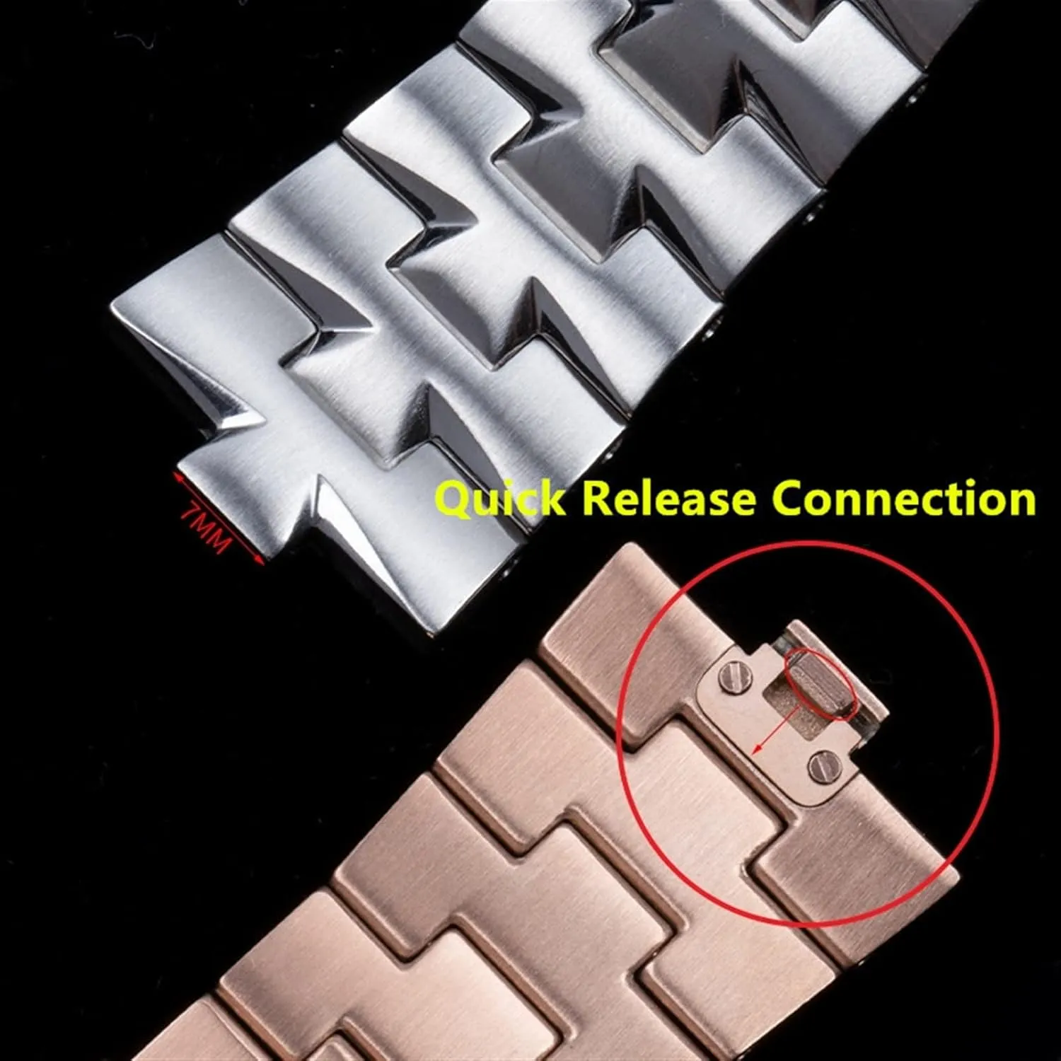 24mm 7mm 8mm Quick Release Connection Stainless Steel Bracelet Watch Band for VACHERON CONSTANTIN Strap Watchband Overseas (Color : Silver, Size : 24x7mm)