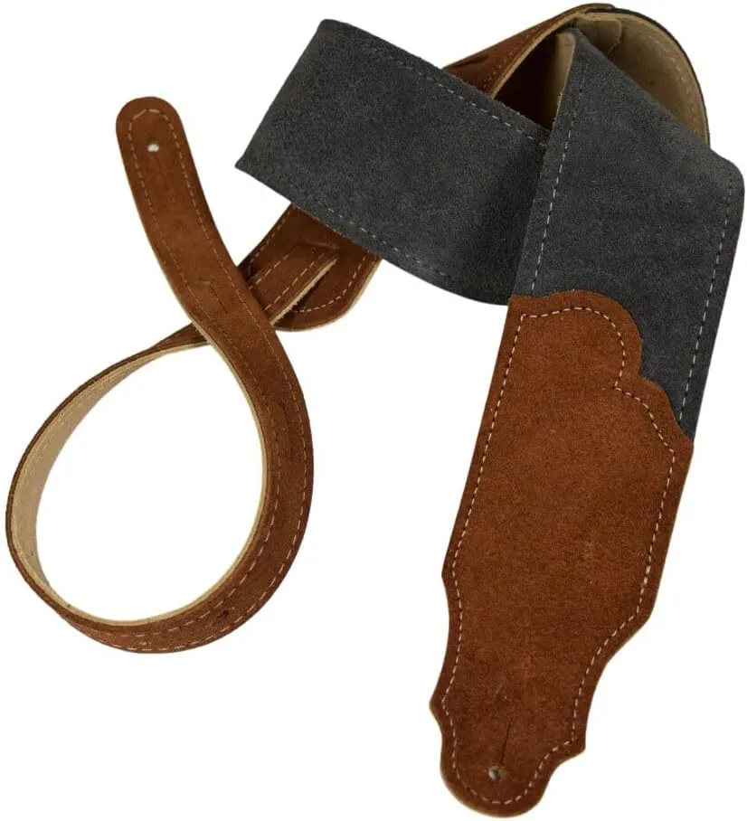 2.5" Original Suede with Suede Backing and Rust End Tab Guitar Strap