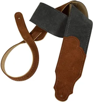 2.5" Original Suede with Suede Backing and Rust End Tab Guitar Strap