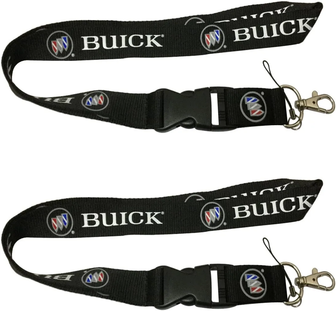2pcs Set Black Buick Auto Lanyard Workout Gear Office and Auto Car Keychain Accessories Motorbike Superbike Lanyard with Webbing Strap Quick Release Buckle