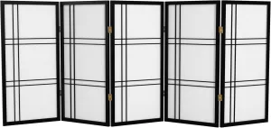 3 ft. Short Double Cross Shoji Screen - Black - 5 Panels