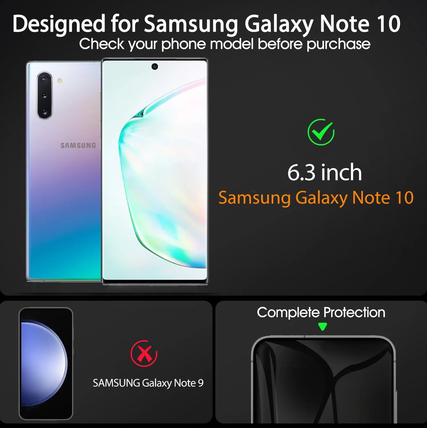 3 Pack Privacy Screen Protector Compatible with Samsung Galaxy Note 10, Anti-Spy TPU Hydrogel Protective Film for Samsung Galaxy Note 10 6.3" - Support Fingerprint Unlock, Self-Healing