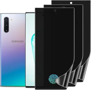 3 Pack Privacy Screen Protector Compatible with Samsung Galaxy Note 10, Anti-Spy TPU Hydrogel Protective Film for Samsung Galaxy Note 10 6.3" - Support Fingerprint Unlock, Self-Healing