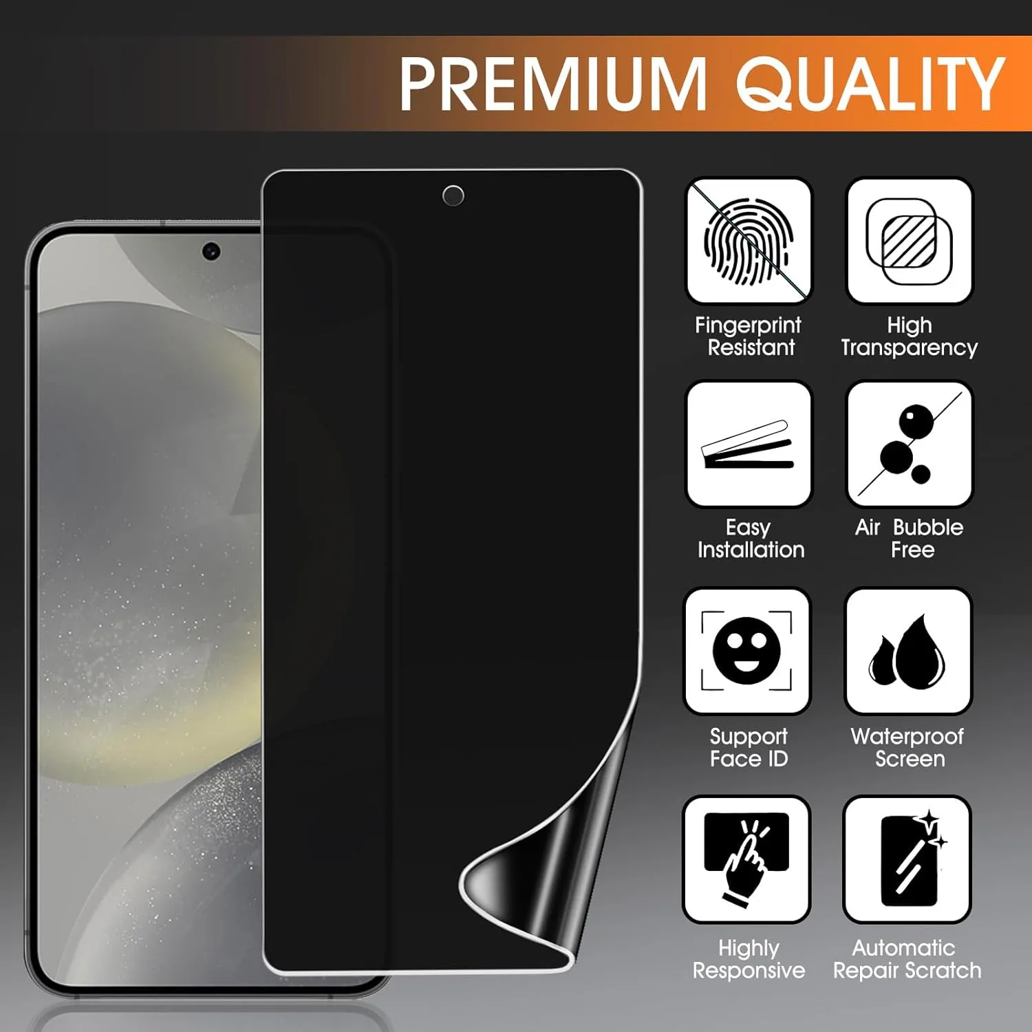 3 Pack Privacy Screen Protector Compatible with Samsung Galaxy Note 10, Anti-Spy TPU Hydrogel Protective Film for Samsung Galaxy Note 10 6.3" - Support Fingerprint Unlock, Self-Healing