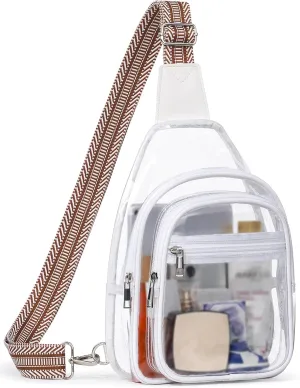 3 Pockets Clear Bag for Stadium Events Large Clear Sling Crossbody Backpack Fanny Pack Concert Purses for Women Men