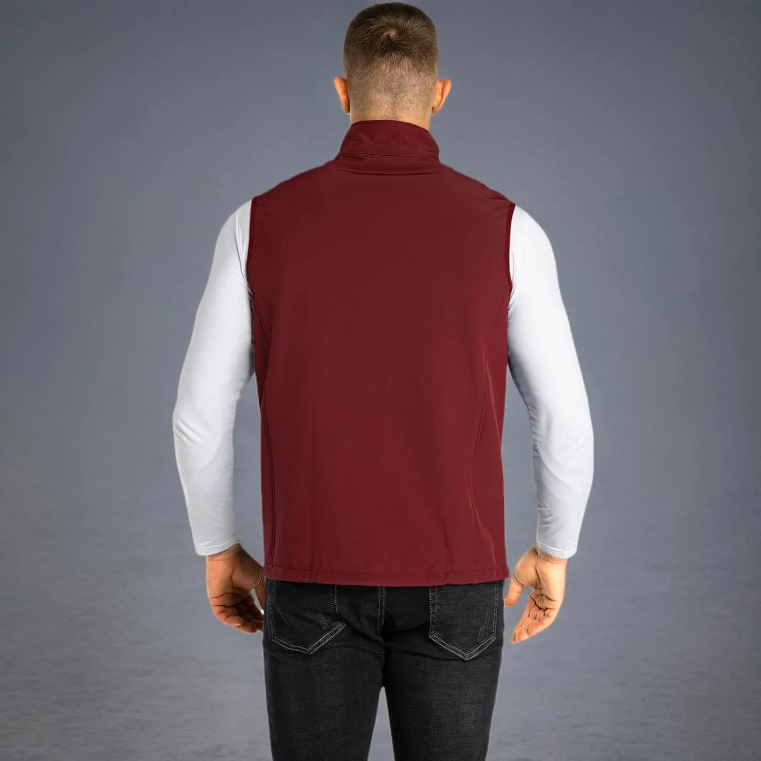 33,000ft Men's Lightweight Softshell Vest Outerwear Zip Up Fleece Lined Windproof Sleeveless Jacket for Golf Running Hiking
