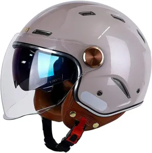 3/4 Vespa Open Face Men Women Helmets, Adult DOT Approved Half Face StreetBike Helmets, Moped Cruiser Scooter Motorcycle Helmets with Dual Visor, Lightweight Unisex Retro Vintage Half Face Helmet