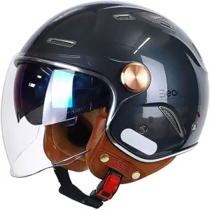 3/4 Vespa Open Face Men Women Helmets, Adult DOT Approved Half Face StreetBike Helmets, Moped Cruiser Scooter Motorcycle Helmets with Dual Visor, Lightweight Unisex Retro Vintage Half Face Helmet