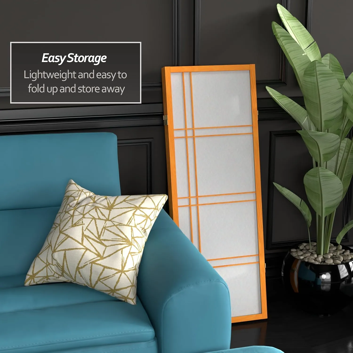 4 ft. Short Double Cross Shoji Screen - Honey - 3 Panels