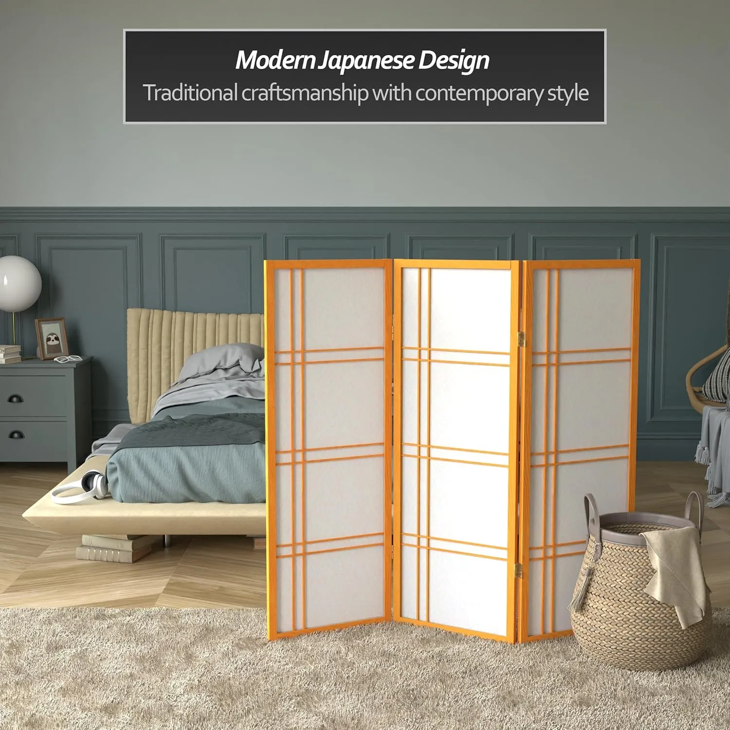 4 ft. Short Double Cross Shoji Screen - Honey - 3 Panels
