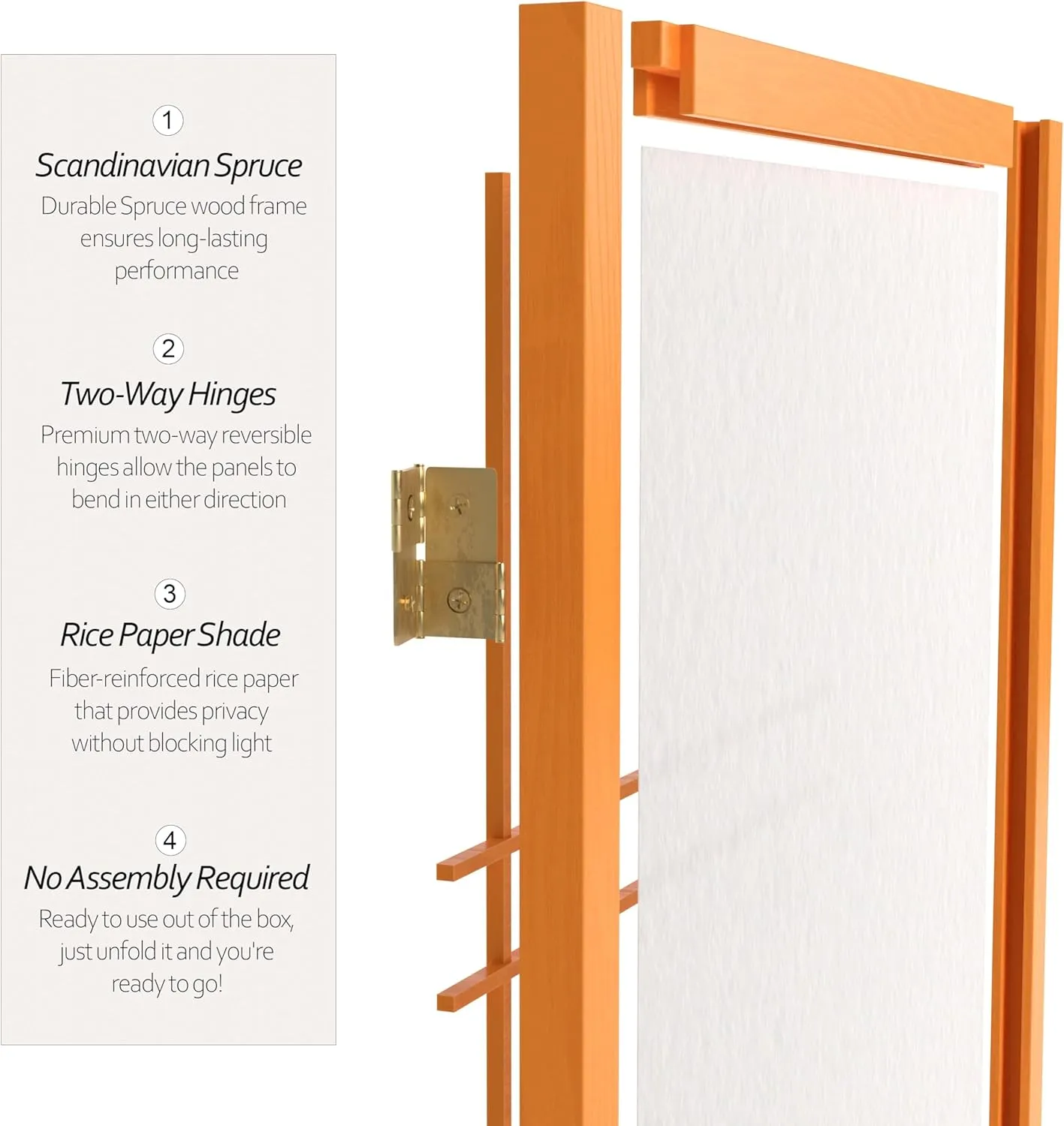 4 ft. Short Double Cross Shoji Screen - Honey - 3 Panels