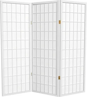 4 ft. Short Window Pane Shoji Screen - White - 3 Panels