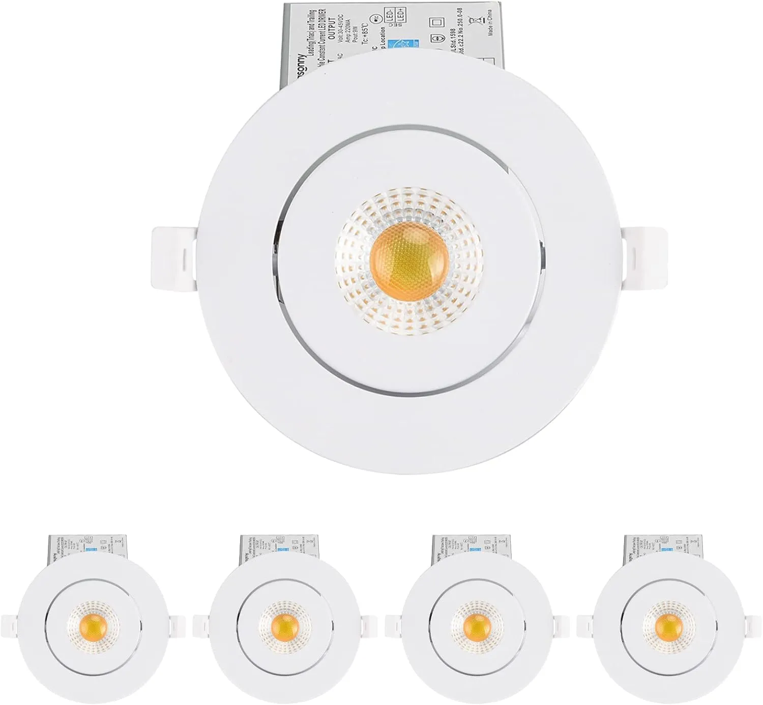 4 Inch Led Recessed lights ,Ultra-Thin Adjustable Eyeball Gimbal LED Recessed Lighting, with Junction Box 9 Watts,750lm, Dimmable geiling light ETL (2700K/3000K/3500K/4000K/5000K Option, 4pack)