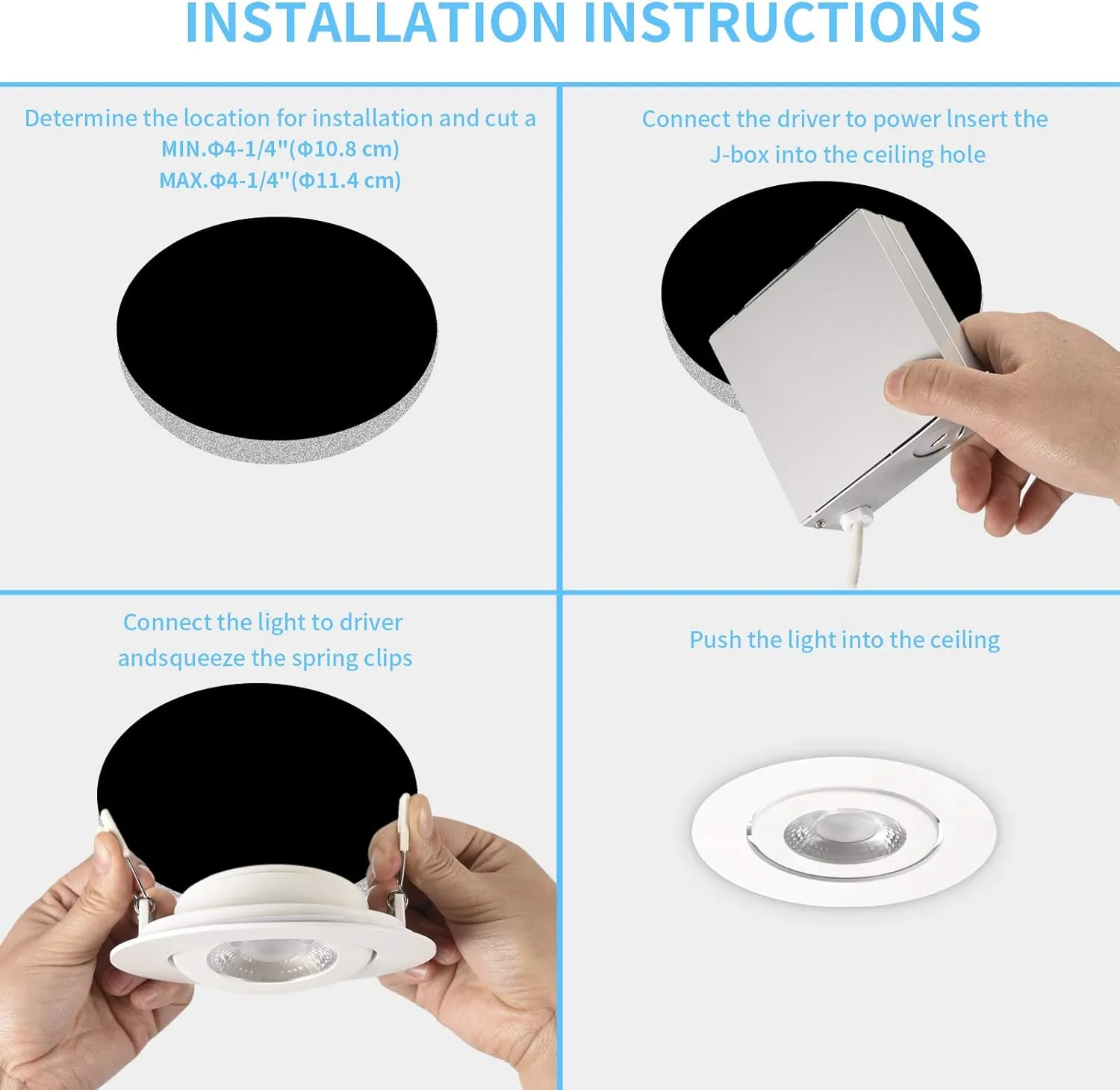 4 Inch Led Recessed lights ,Ultra-Thin Adjustable Eyeball Gimbal LED Recessed Lighting, with Junction Box 9 Watts,750lm, Dimmable geiling light ETL (2700K/3000K/3500K/4000K/5000K Option, 4pack)