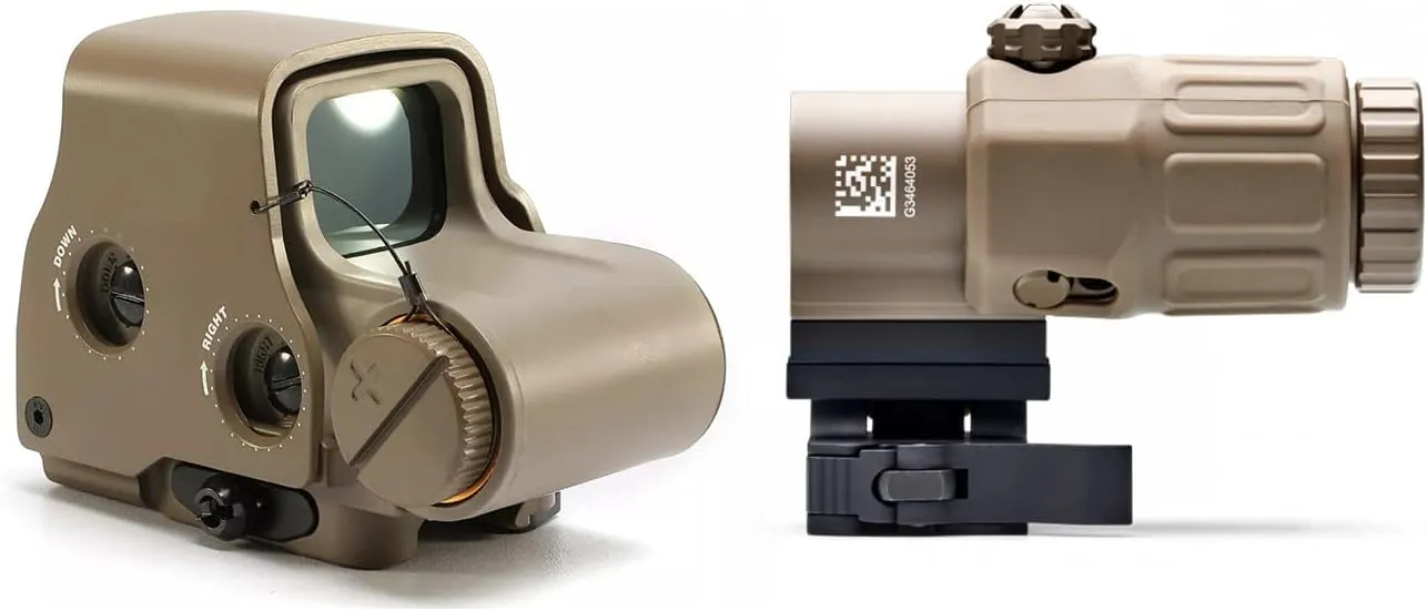 558 Red Green Dot Holographic Sight Reflex Scope with 3X Magnifier Quick Release Mount Combo
