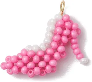 5Pcs Glass Seed Beads High Heel Pendant Beaded Shoes Shape Charms for DIY Bracelet Necklace Jewelry Making