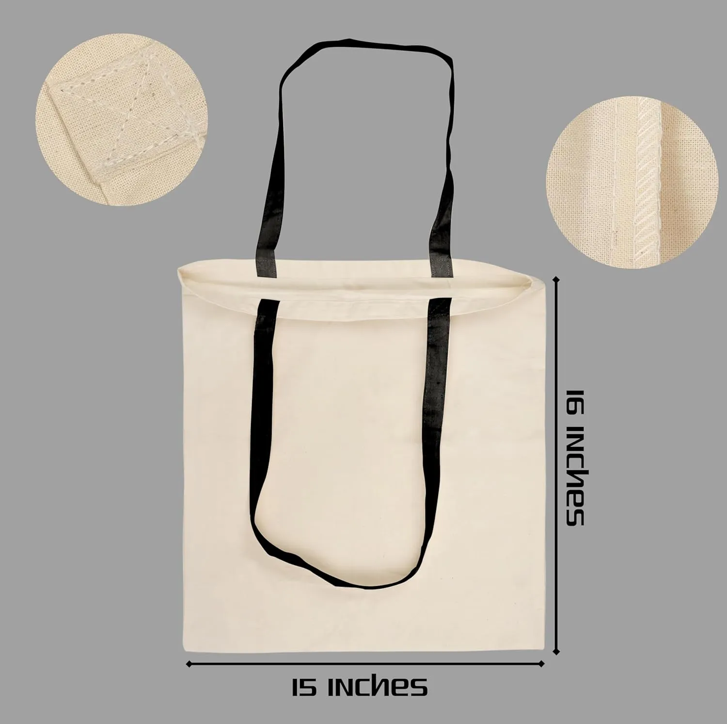 6 & 12 Pack Tote Bags - Reusable Shopping Bags for Women - 15 x 16