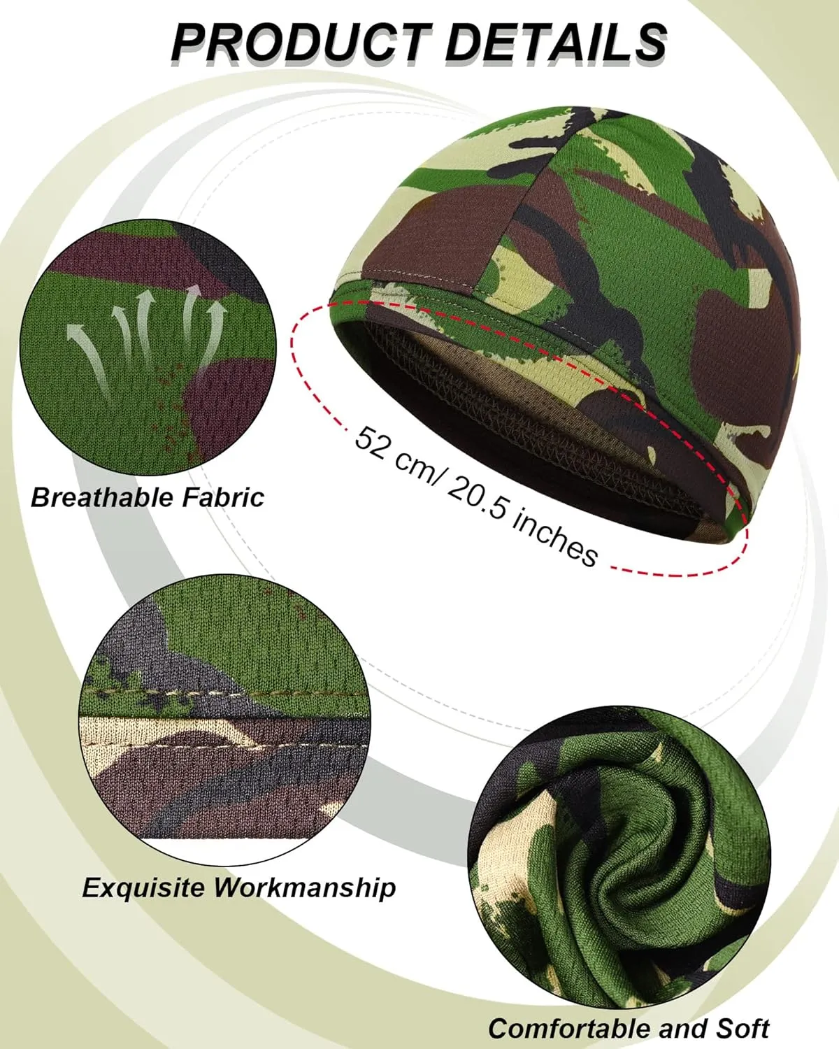 9 Pcs Cooling Skull Cap Camo Liner Sweat Wicking Lightweight Cycling Cap Running Head hat for Men Women