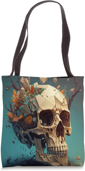 Abstract Skull Covered In Tree Branches Rocks Nature Art Tote Bag
