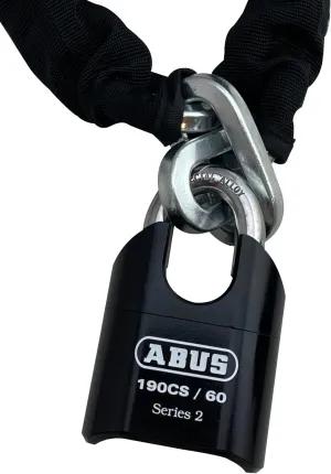 ABUS Hardened Steel 10KS 10 Foot x 5/16" Thick Square Security Chain with ABUS 190CS/60 High Security Solid Steel Combination Padlock, for Bikes, Containers, Trailers, ATV's, Motorcycle