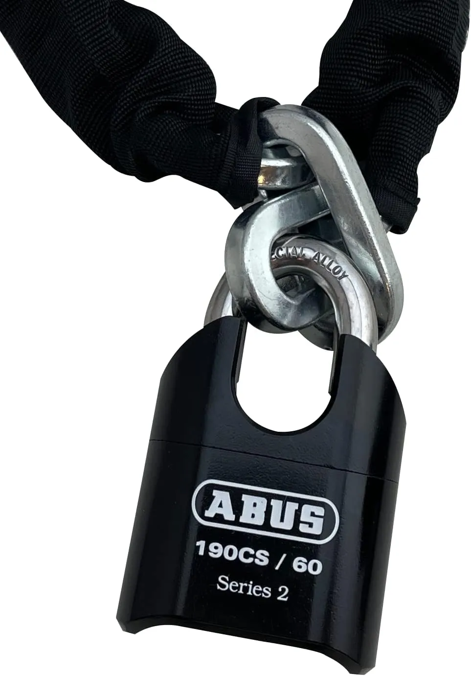 ABUS Hardened Steel 10KS 10 Foot x 5/16" Thick Square Security Chain with ABUS 190CS/60 High Security Solid Steel Combination Padlock, for Bikes, Containers, Trailers, ATV's, Motorcycle