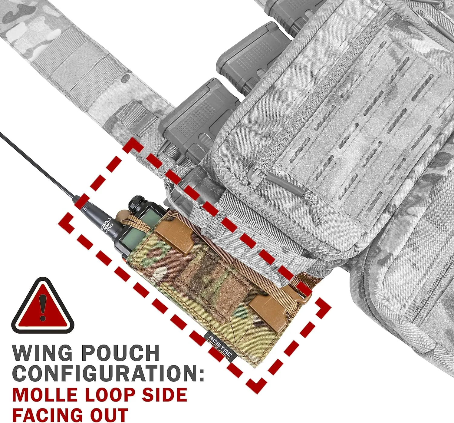 ACE TAC S.O.P. Tactical Chest Rig with 5.56/7.62 & Pistol Magazine Pouch Holders, Wing & Molle Dangler Pouches