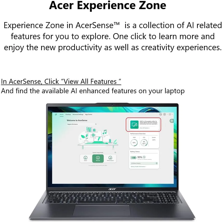 Acer Swift Go 16 Intel Evo Edition Laptop | 16" 1920 x 1200 Touch Display | Unlock AI Experiences | Intel Core Ultra 9 Processor 185H | Intel ARC | 16GB LPDDR5X | 1TB SSD | Wi-Fi 7 | SFG16-72T-95Z6