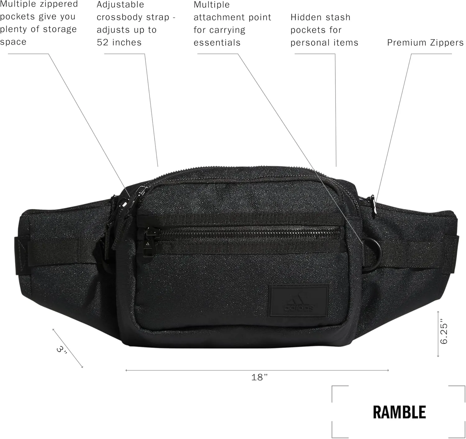 adidas Ramble Crossbody Bag for Festivals, Travel and Hiking