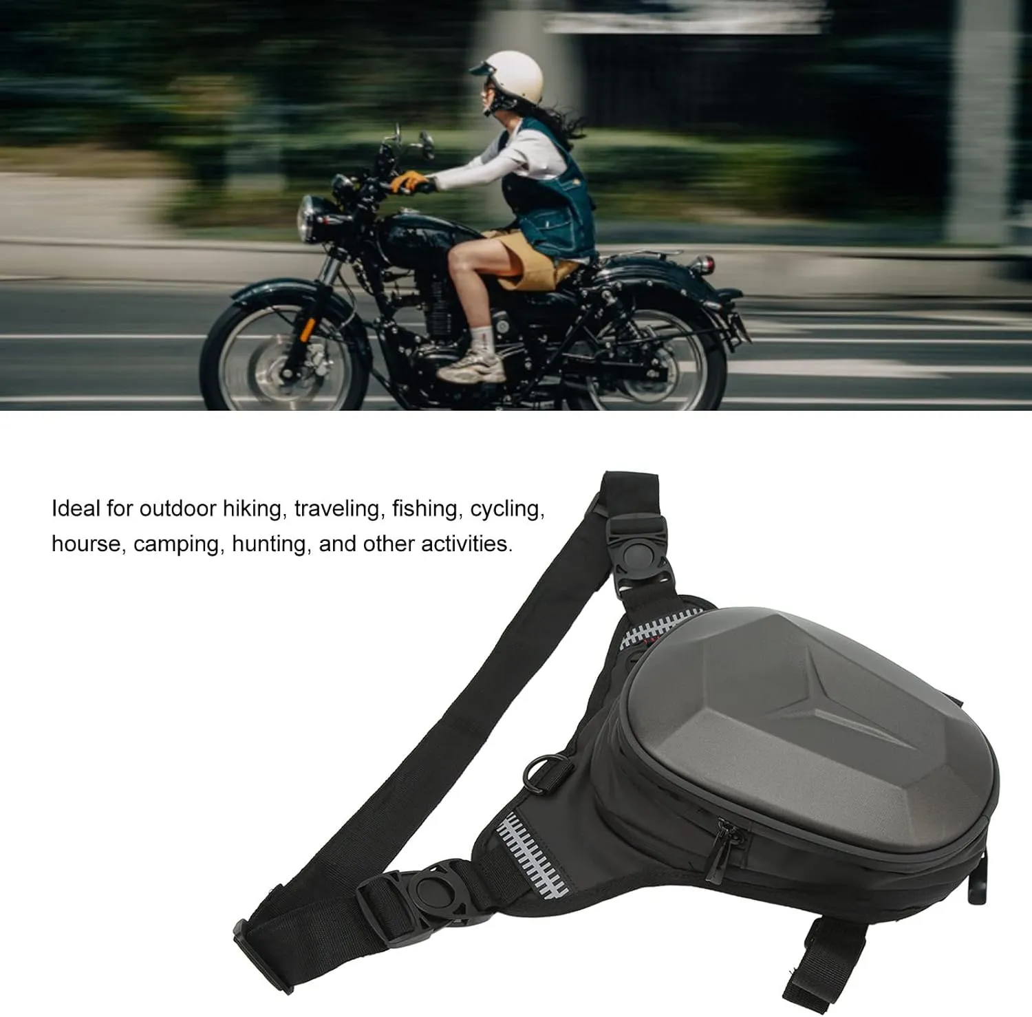 Adjustable Motorcycle Drop Leg Bag, Multifunctional Outdoor Thigh Bag Motorcycle with Reflective Strip Water Proof Waist Pack for Outdoor Hiking Traveling Fishing (Grey)
