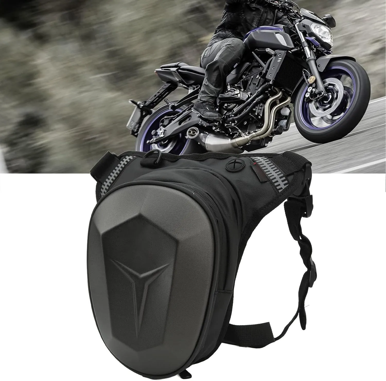 Adjustable Motorcycle Drop Leg Bag, Multifunctional Outdoor Thigh Bag Motorcycle with Reflective Strip Water Proof Waist Pack for Outdoor Hiking Traveling Fishing (Grey)