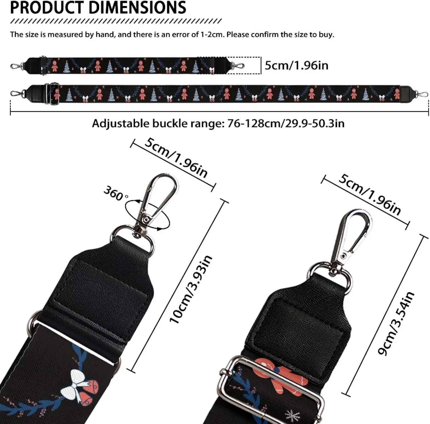 Adjustable Purse Strap Replacement, Wide Shoulder Canvas Bag Strap, Crossbody Handbag Strap