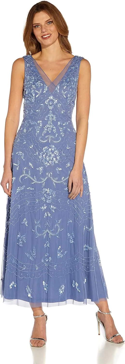 Adrianna Papell Women's Beaded Ankle Length Dress