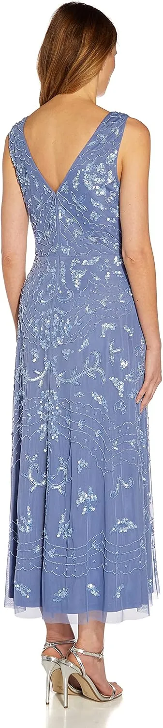 Adrianna Papell Women's Beaded Ankle Length Dress
