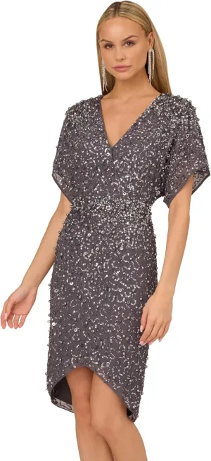 Adrianna Papell Women's Beaded Dolman Sleeve Dress