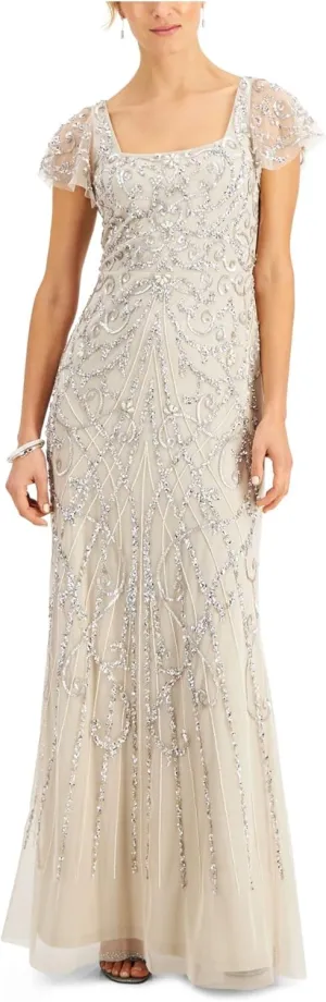 Adrianna Papell Women's Beaded Mermaid Gown